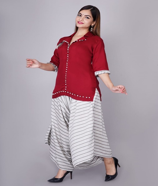 Imported Lyrical Fabric  Top With Italian Fabric Western Palazzo